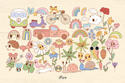 Flower power - retro groovy bundle, an Object Illustration by Huxmay (Thumbnail 3 of 13)