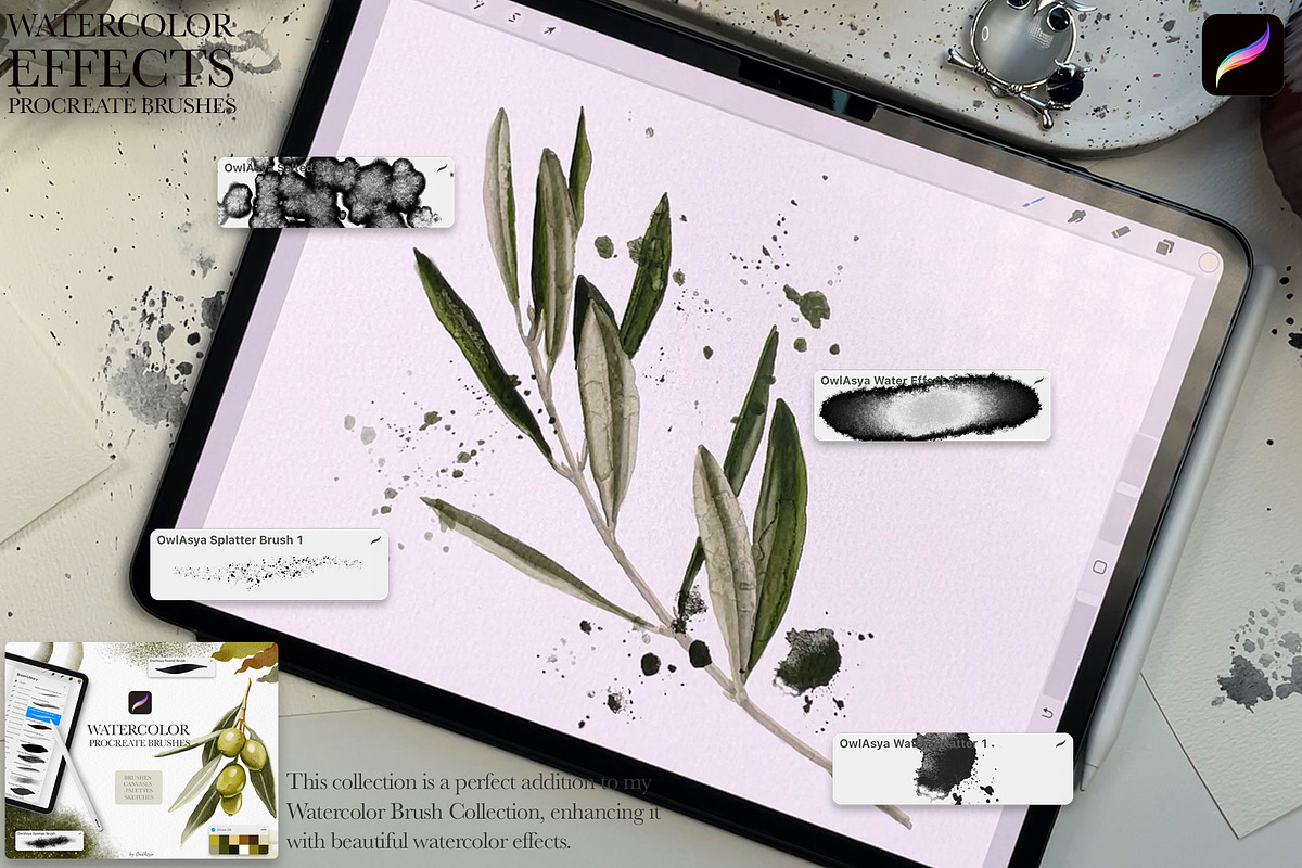 Watercolor Effects Procreate Brushes, a Brush Add-On by owlasya (Photo 4 of 7)