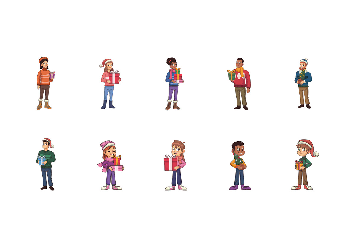 Christmas People Illustration Set, a Templates & Theme by studiogstock (Photo 2 of 2)