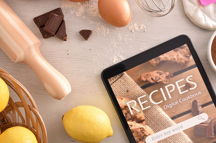 Pastry cookbook app in tablet, a Technology Photo by Davizro's Market