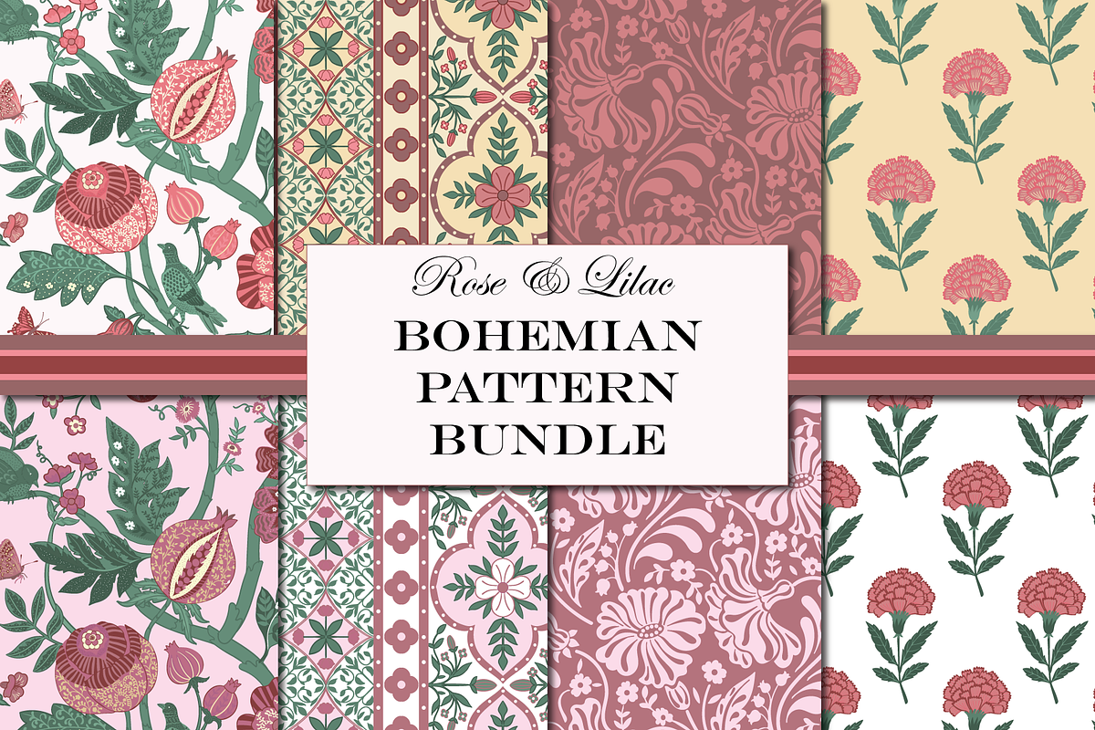 Lilac & Rose Bohemian Patterns, a Pattern Graphic by RachelStudio (Photo 1 of 10)