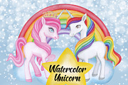 Watercolor Unicorn, an Illustration by Whimseez (Thumbnail 1 of 4)