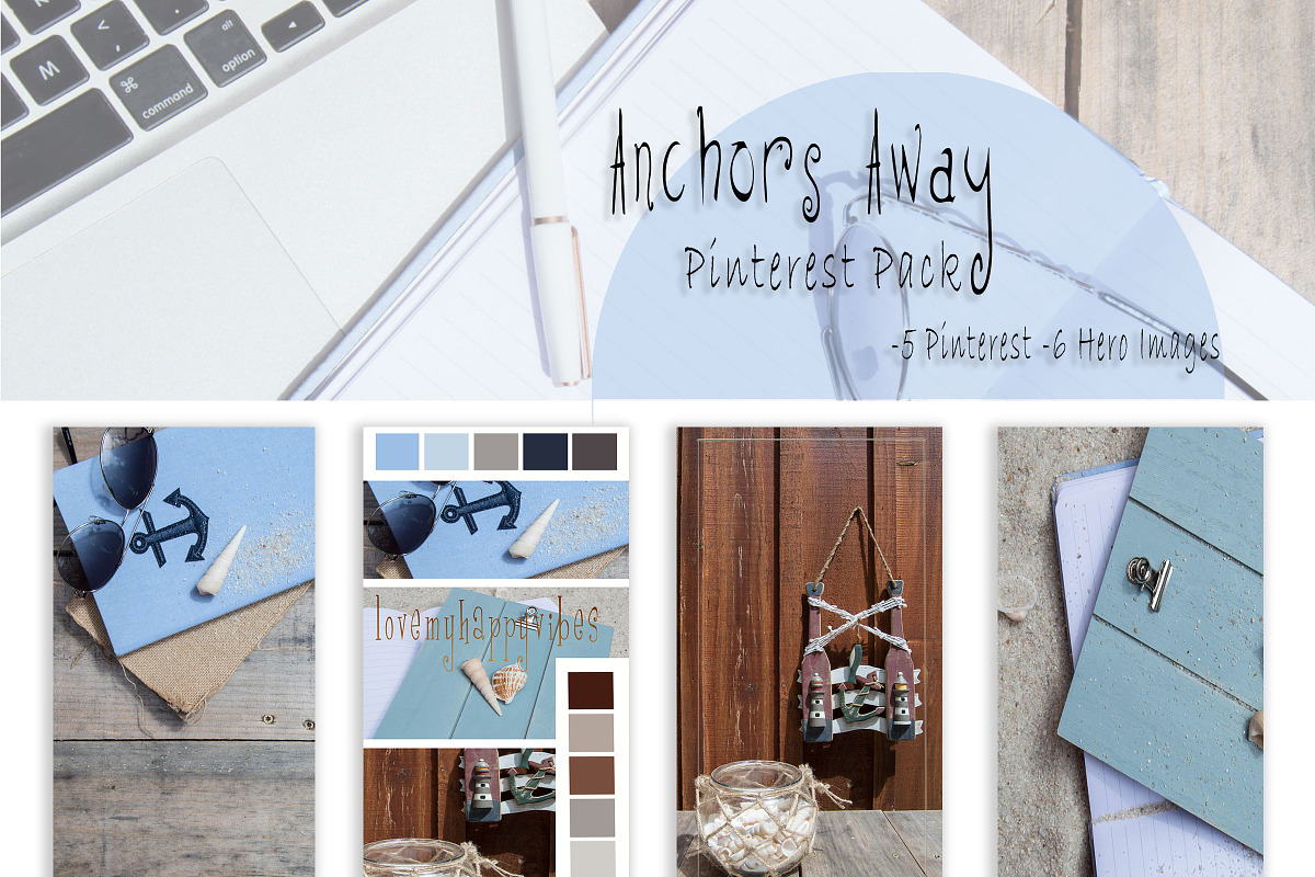 Anchors Away Pinterest Pack, a Social Media Template by lovemyHappyVibes (Photo 1 of 6)