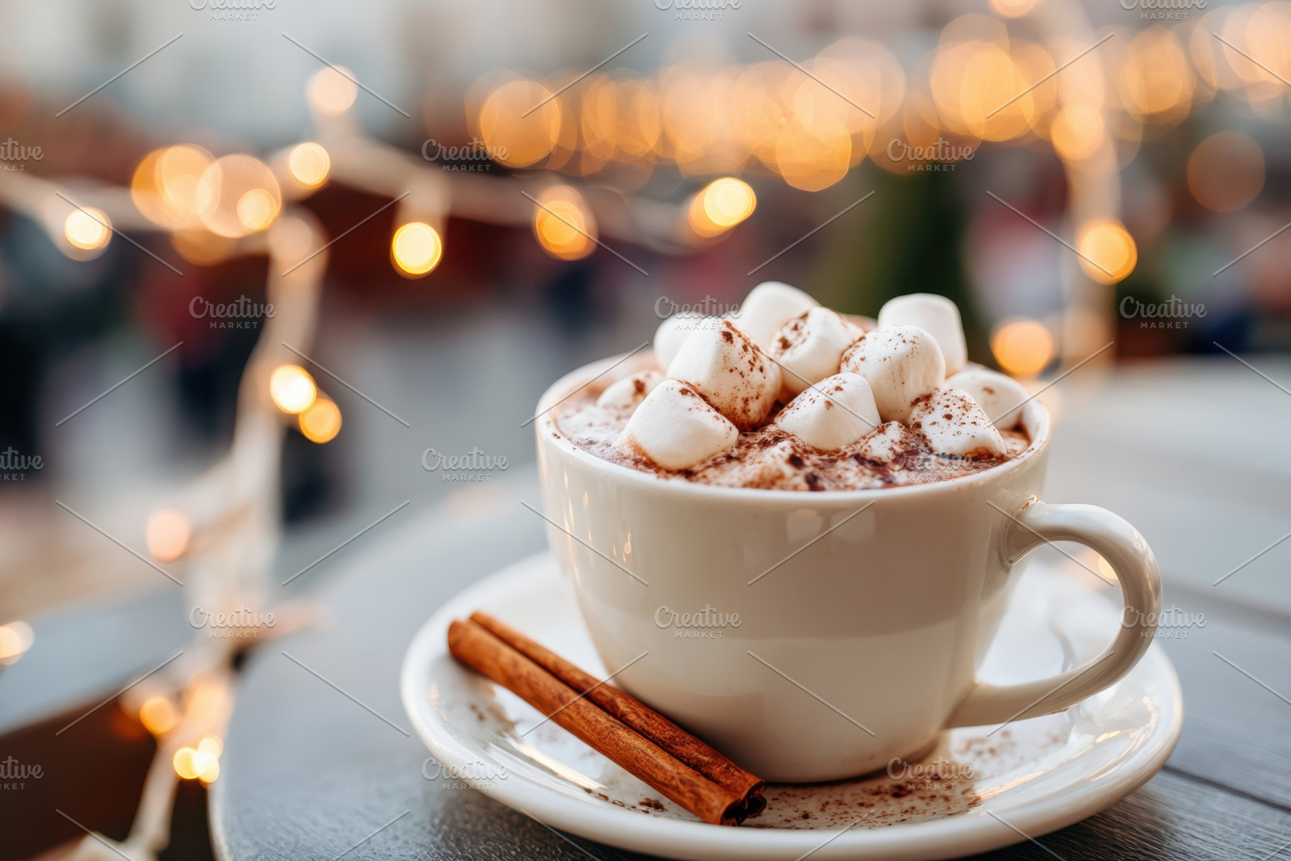 Cozy cup of hot chocolate with marshmallows, a Food & Drink Photo by AlyaAnd