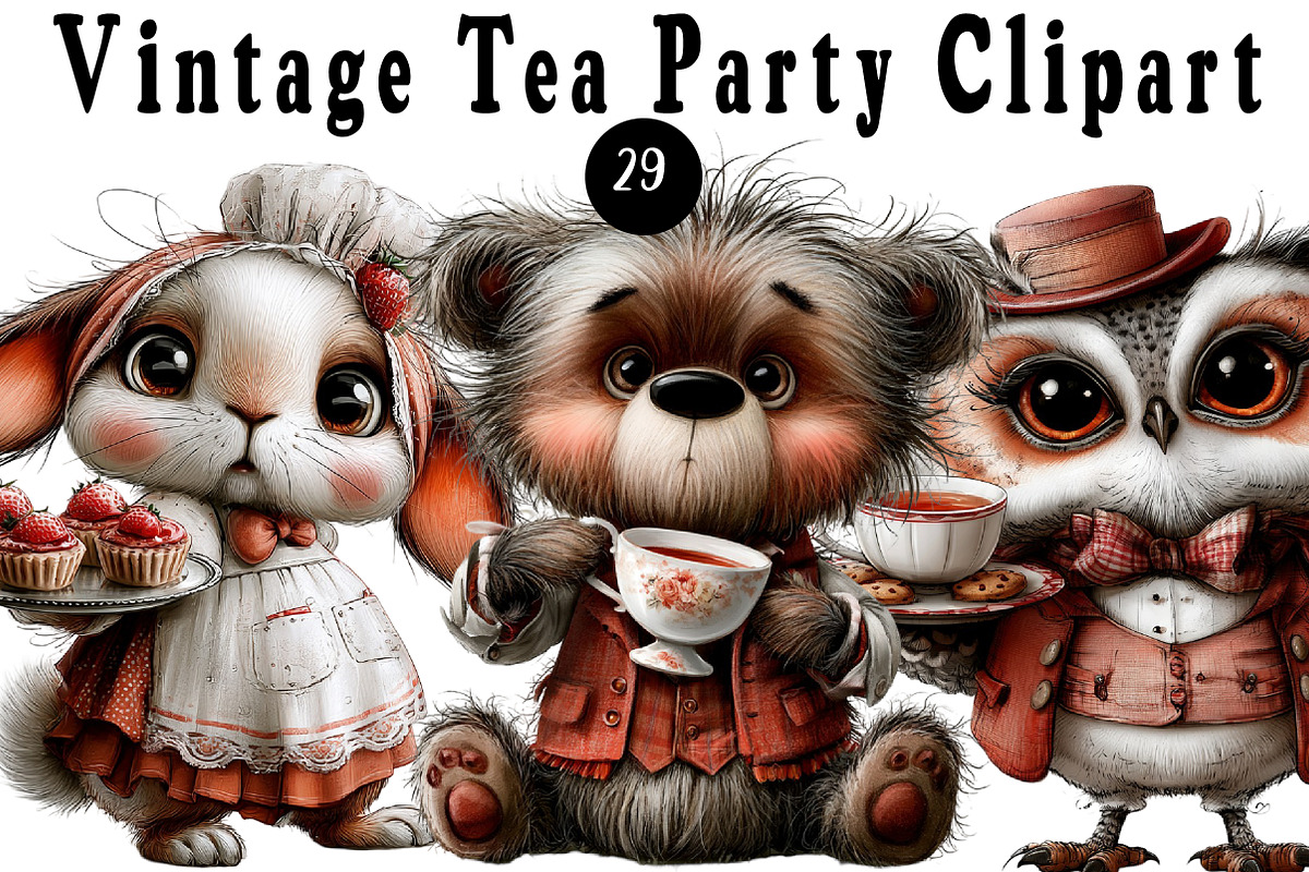 Vintage Tea Party Clipart, a Seasonal Illustration by CreationArt (Photo 1 of 5)