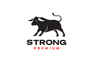 bull mascot flat modern logo, a Branding & Logo Template by devastd