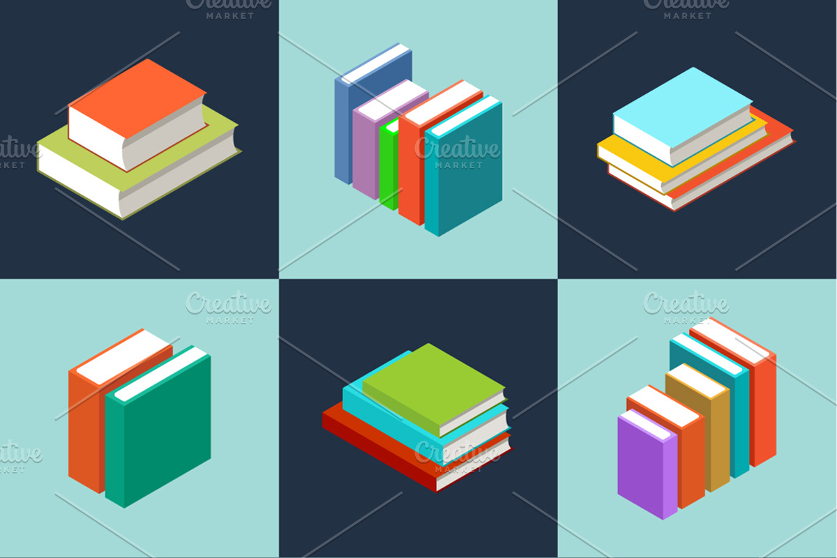 Vector isometric books, an Education Illustration by Gurza SHOP