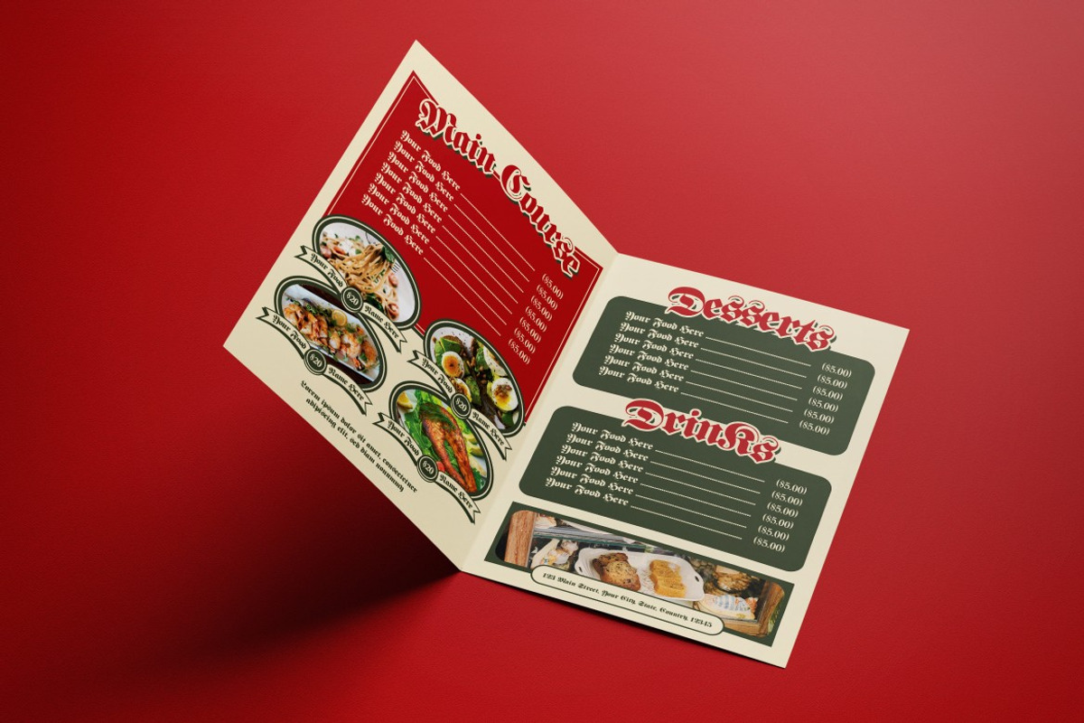 Green Beige Food Menu Bifold, a Brochure Template by graphicook (Photo 2 of 3)