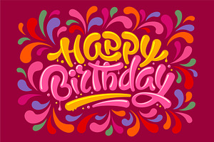 Happy Birthday Lettering Design, a Decorative Illustration by Vector beauty