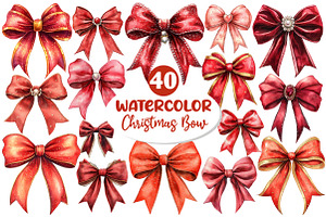 Red Coquette Christmas Bow clipart, an Illustration by Dream Creation