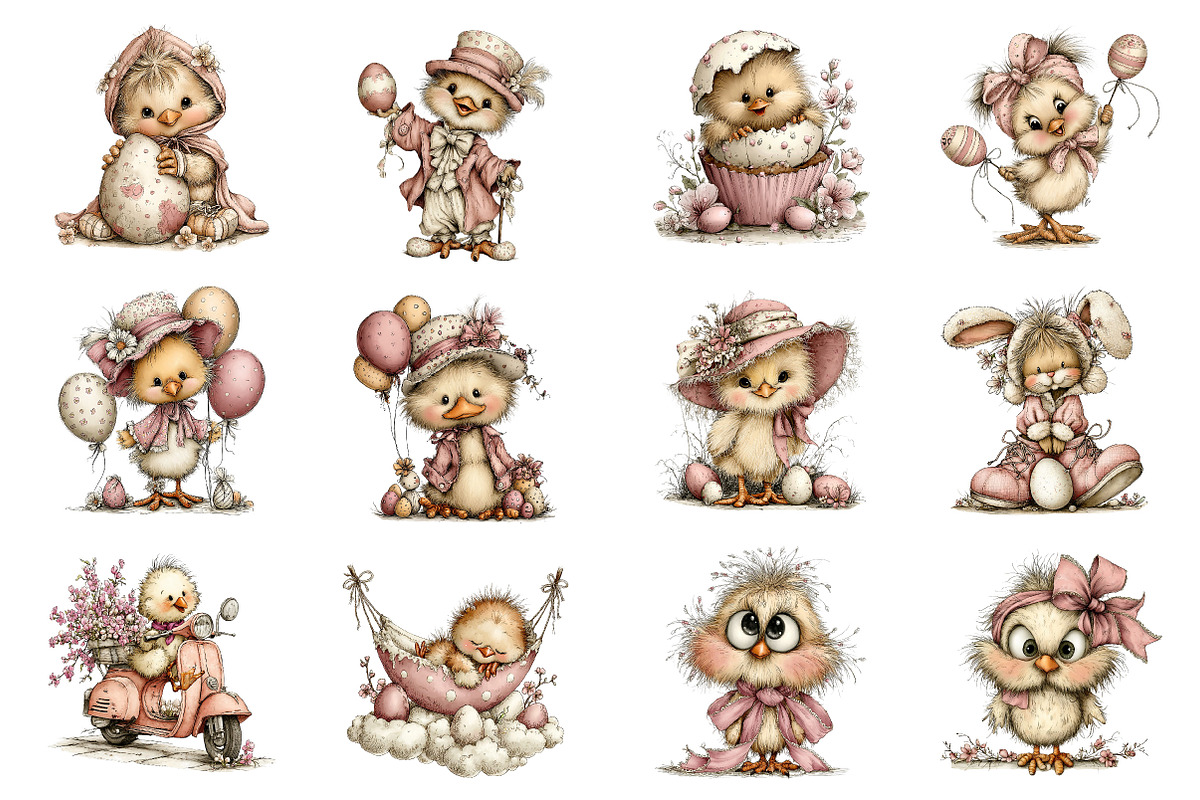 Quirky Easter Chicken Clipart, an Illustration by Dream Creation (Photo 2 of 4)