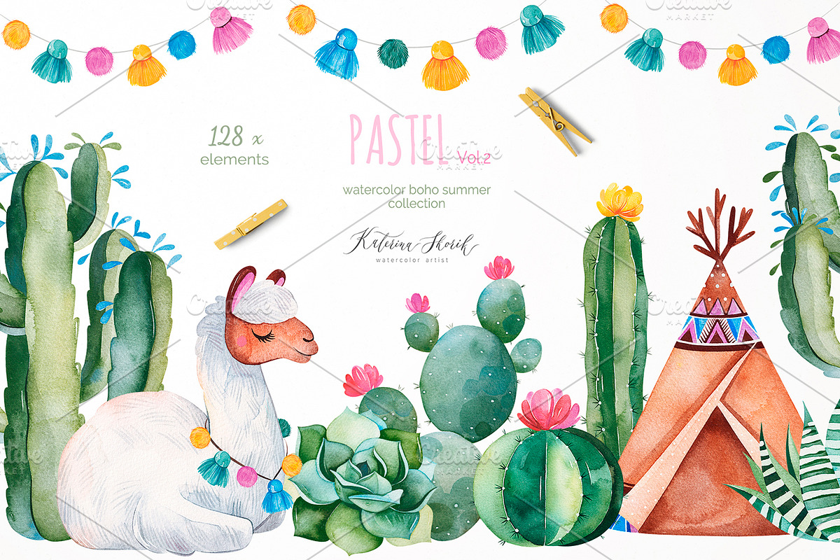 Pastel Vol.2. Boho Summer collection, an Animal Illustration by Kate_Rina (Photo 1 of 9)