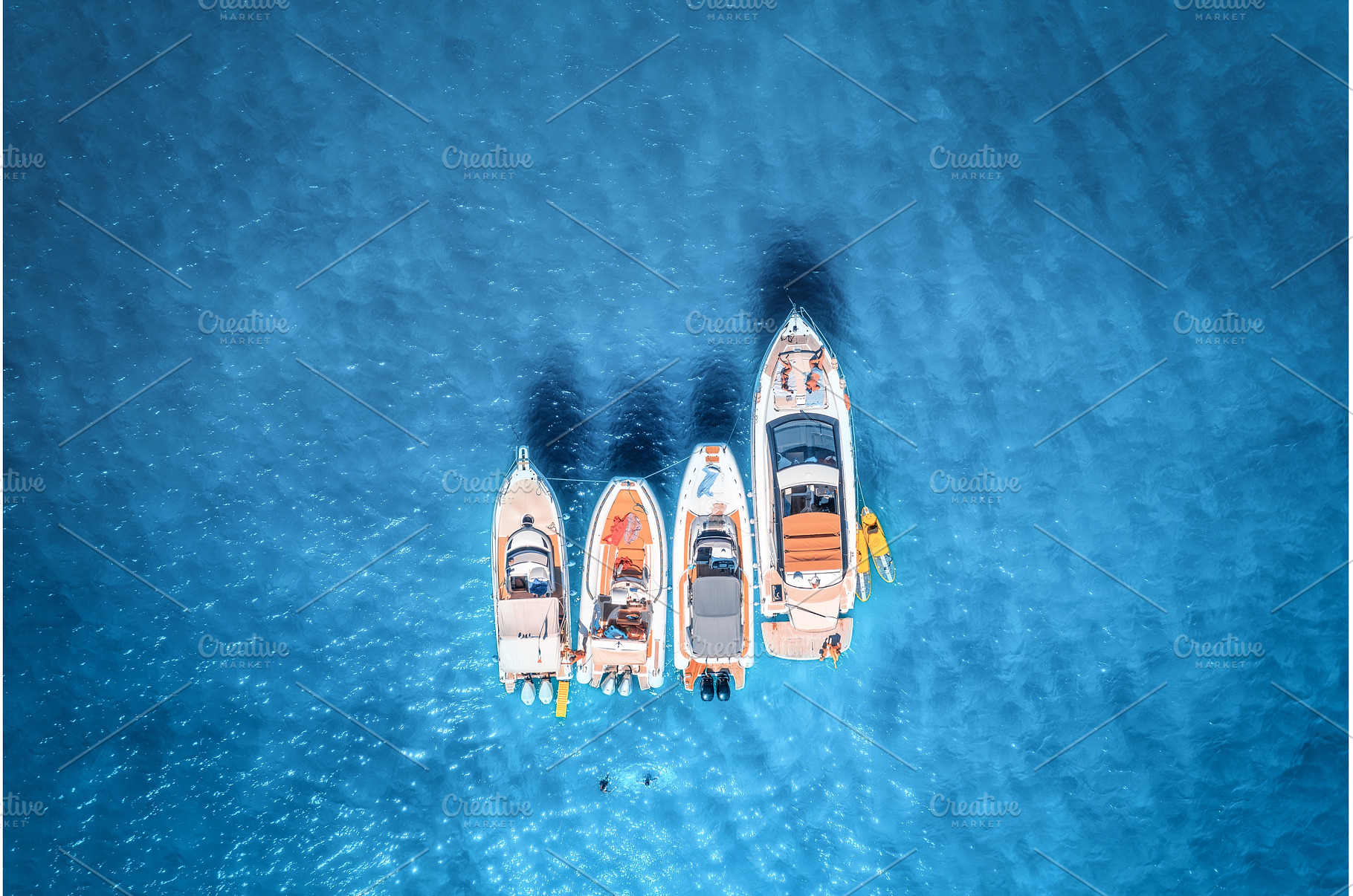 Aerial view of luxury yachts and, a Nature Photo by den-belitsky