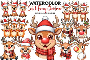 Cute & Funny Christmas Reindeer, an Illustration by DreamArtGraphic