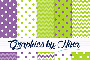 Purple and green digital papers