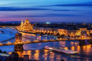 Budapest City in Hungary at Evening
