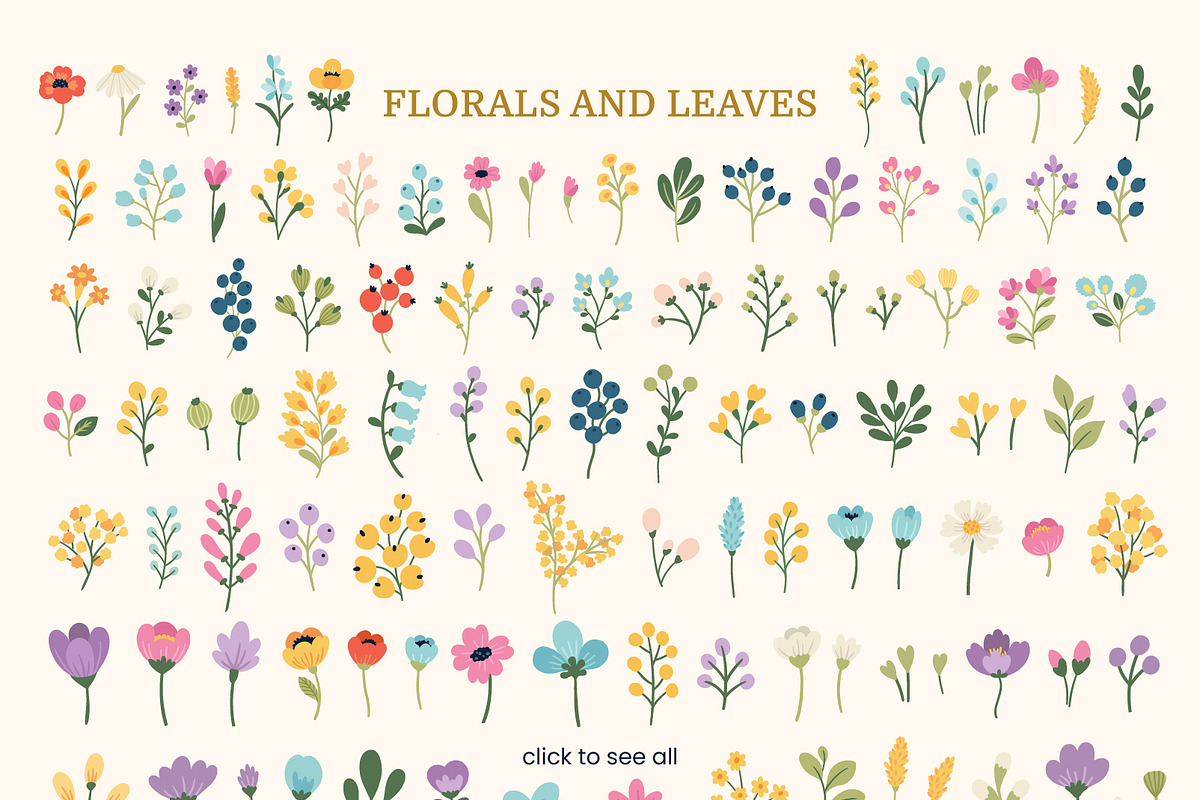 Spring Florals | Clipart and Pattern, a Decorative Illustration by Leysan Shayak (Photo 7 of 12)