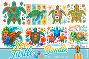 Sea Turtle Bundle Tropical Summer, an Animal Illustration by Colorsfav (Thumbnail 1 of 9)