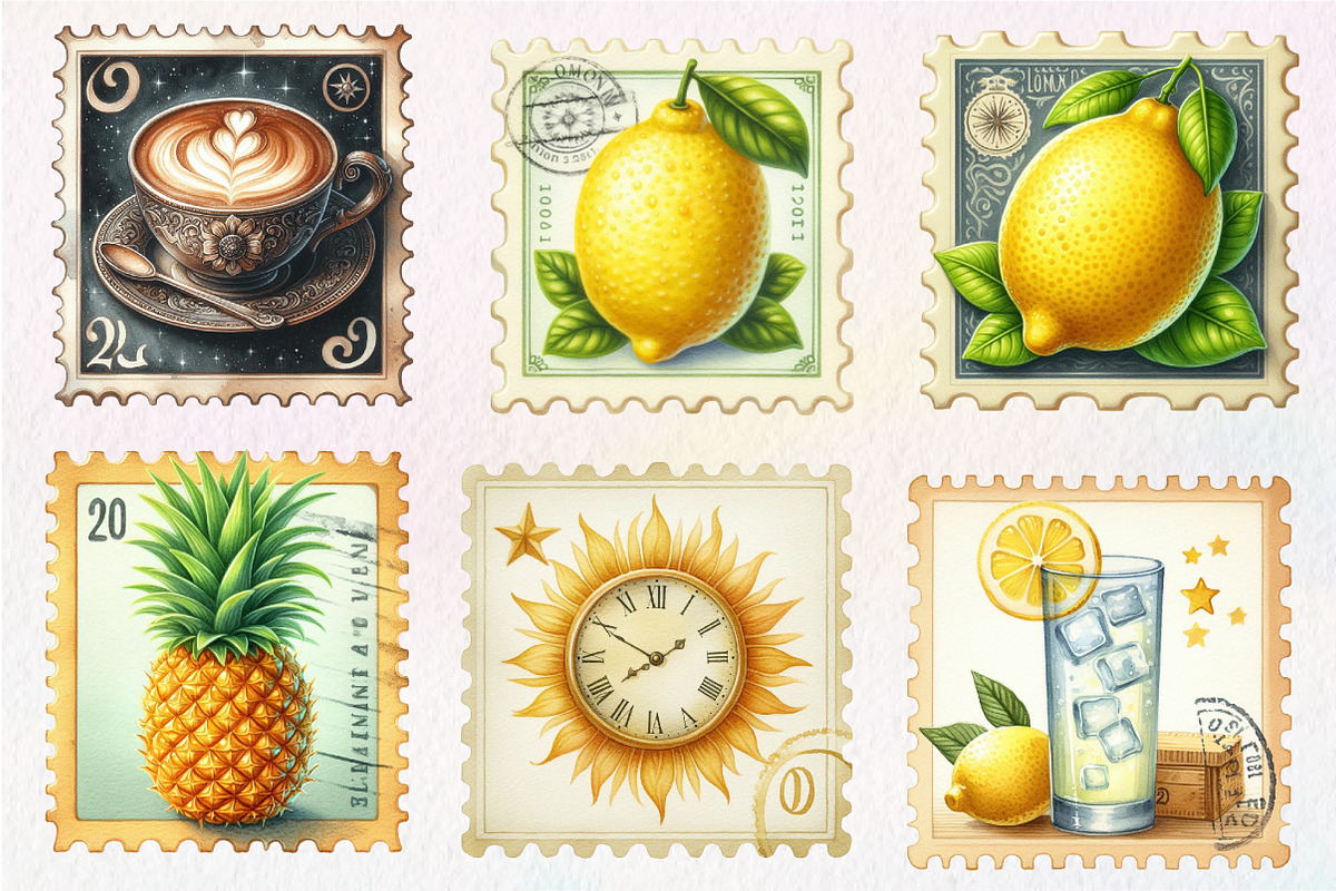 Yellow Summer Postage Stamps Clipart, an Illustration by CreationArt (Photo 3 of 5)