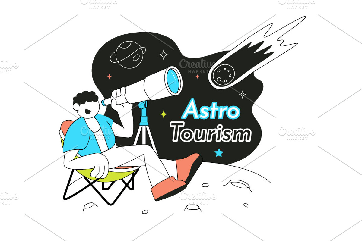 6 Astro Tourism Vector Illustration, a Person Illustration by denayunebgt (Photo 3 of 3)