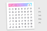 Baby Line Icons Set, an Outline Icon by Voysla's Shop (Thumbnail 5 of 5)