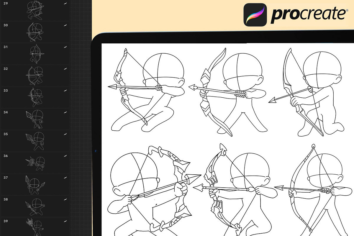 50 Chibi Procreate fighting Stamps, a Brush Add-On by DrawingStoryShop (Photo 4 of 6)