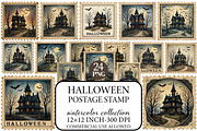 Halloween Postage Stamp Sublimation, an Illustration by Libby Wishes (Thumbnail 1 of 6)