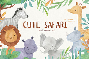 Cute Safari Watercolor Clipart