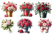 Watercolor Rose Bucket clipart, an Illustration by Designworld (Thumbnail 3 of 5)