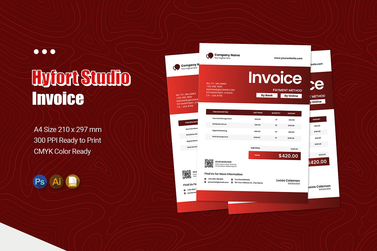 Hyfort Studio - Invoice, a Print Template by Esensifiksi.studio (Photo 1 of 3)