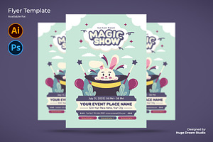 Playful Magic Show Flyer Template, a Flyer Template by Huge Dream Studio