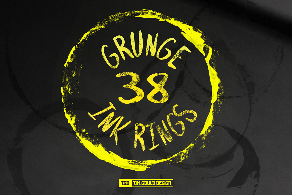 38 Grunge Ink Rings, a Texture Graphic by Tim Gould Design