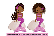 Vector Beautiful Mermaid Clipart, an Illustration by TheCreativeMill (Thumbnail 4 of 6)
