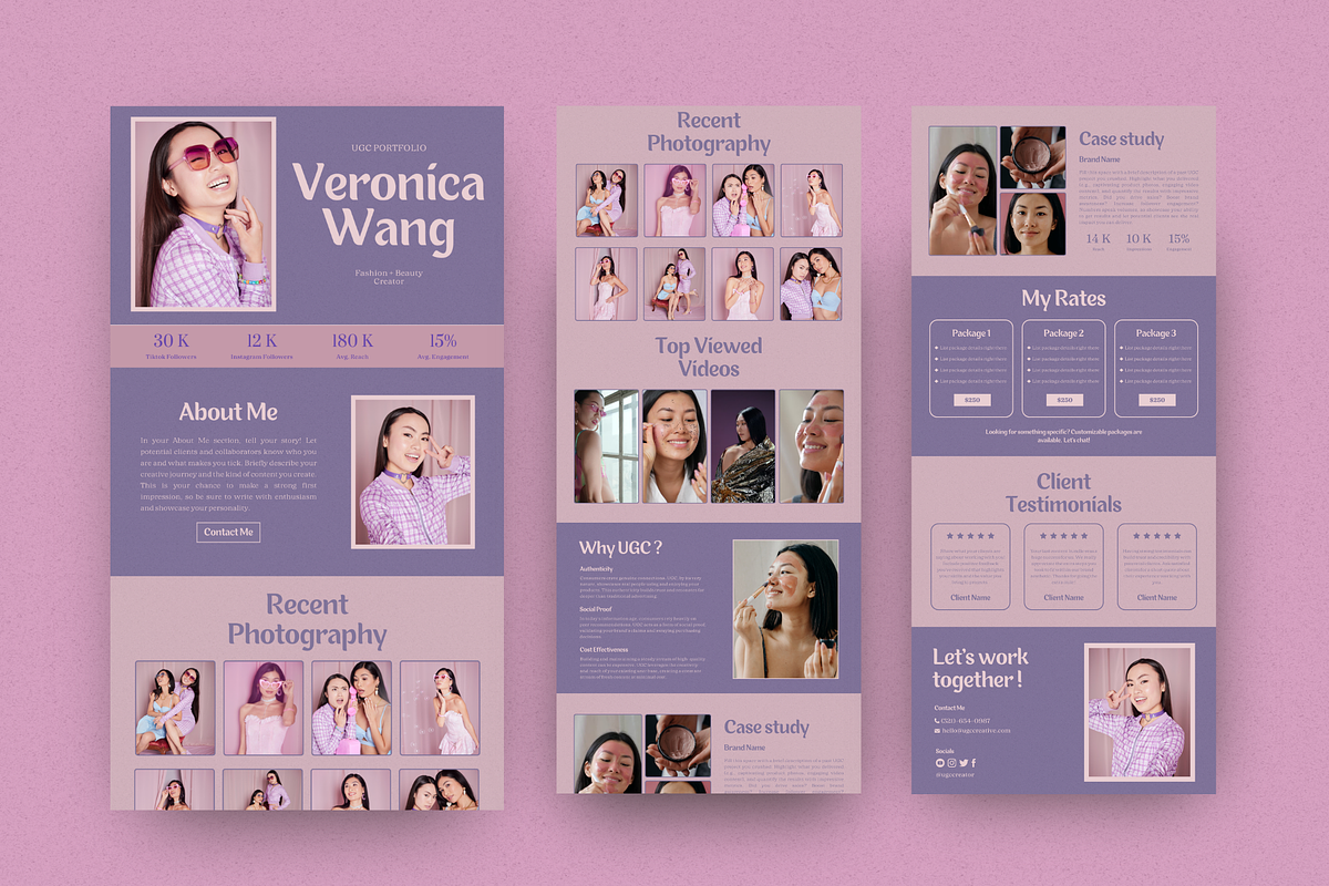 Purple UGC Portfolio Template Canva, a Websites & App Template by The Chaos Project (Photo 4 of 8)