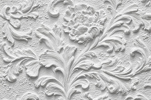White floral stucco wall design eleg, a Photo by Pixeness Studio