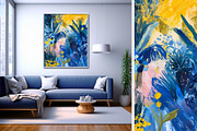 4 Blue Yellow Flower Wall Art Print, a Decorative Illustration by ARTOZEN DIGITAL (Thumbnail 3 of 6)