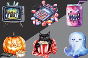 Watercolor Halloween Movie Night, an Illustration by Black Bird Studio (Thumbnail 6 of 6)