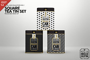 Square Tea Tin Set Packaging Mockup, a Cups & Container Mockup by INCDesign (Thumbnail 1 of 6)