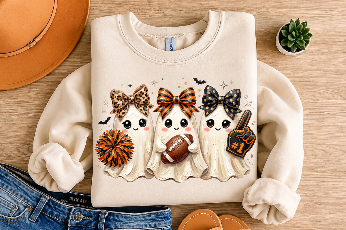 Preppy Football Halloween Ghost PNG, a Seasonal Illustration by Libby Wishes (Photo 2 of 3)