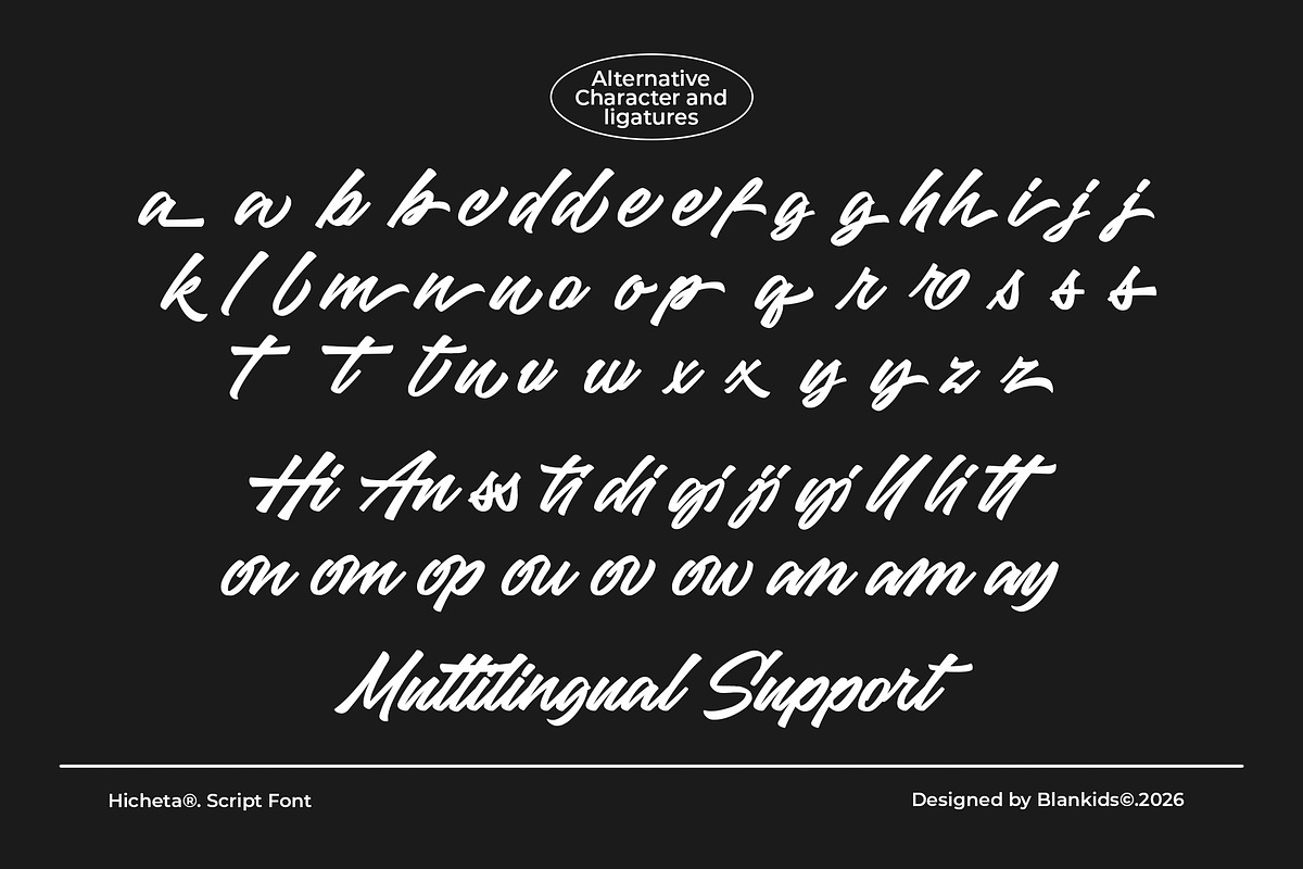 Hicheta a Modern Stylish Script Font, a Script Font by Blankids Studio (Photo 12 of 12)