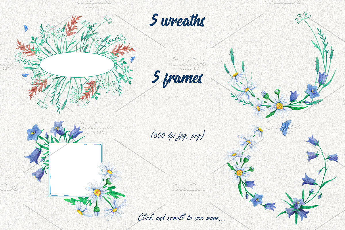 Set of watercolor wild flowers, a Work Illustration by Darka_Podarka (Photo 2 of 7)