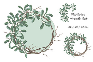 Mistletoe Wreath Illustration Set