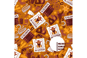 Wild West Icons In Seamless Pattern