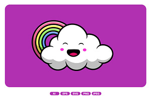 Cute Cloud With Rainbow