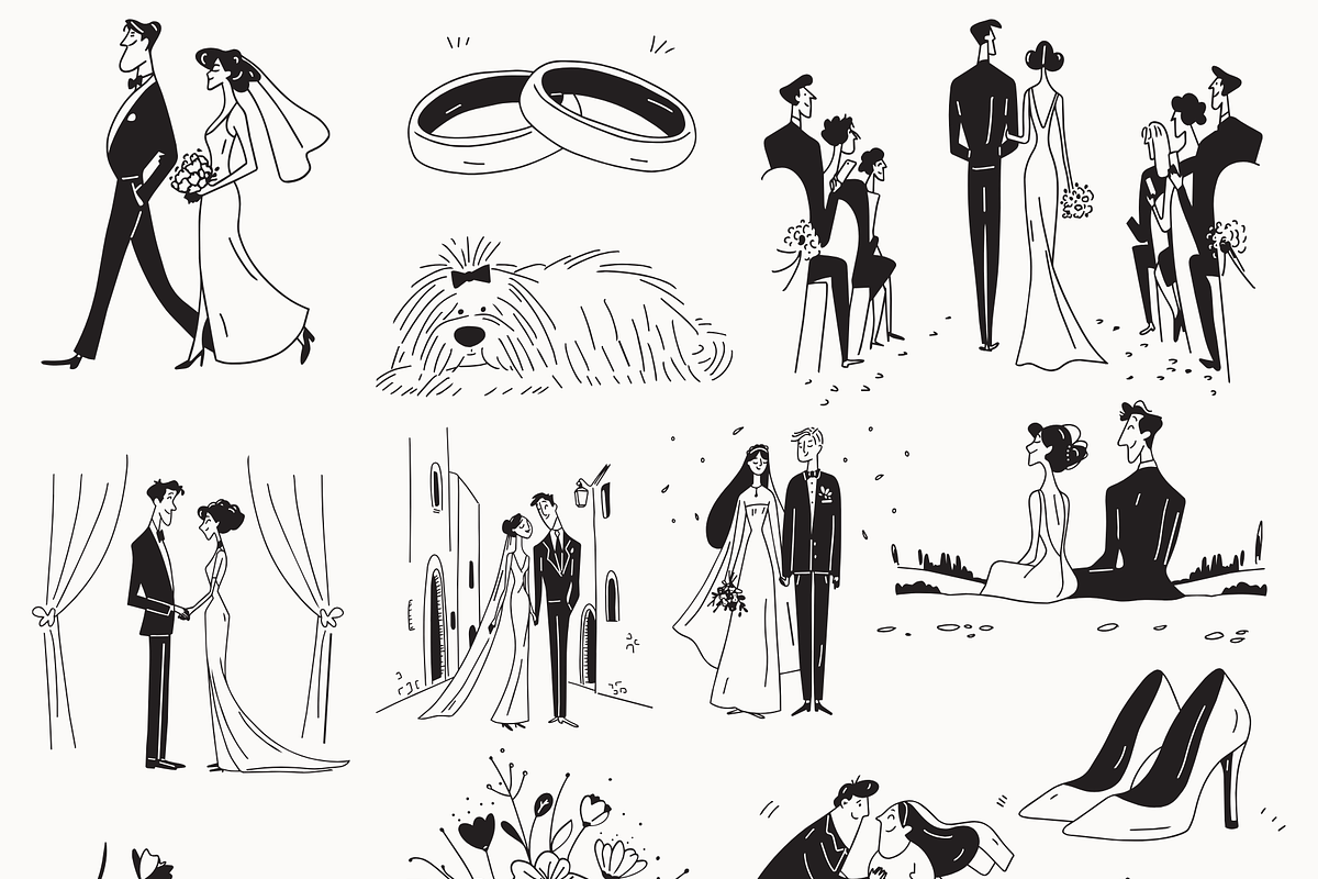 Wedding Collection: 66 Line Art Pack, a Person Illustration by Veyla (Photo 6 of 16)