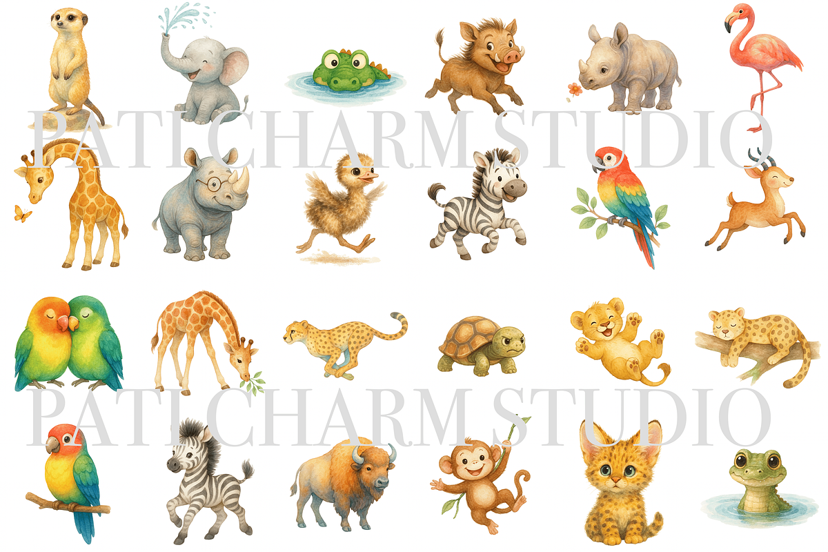 34 Safari Animal Clipart, an Animal Illustration by Pati Charm Studio (Photo 2 of 8)
