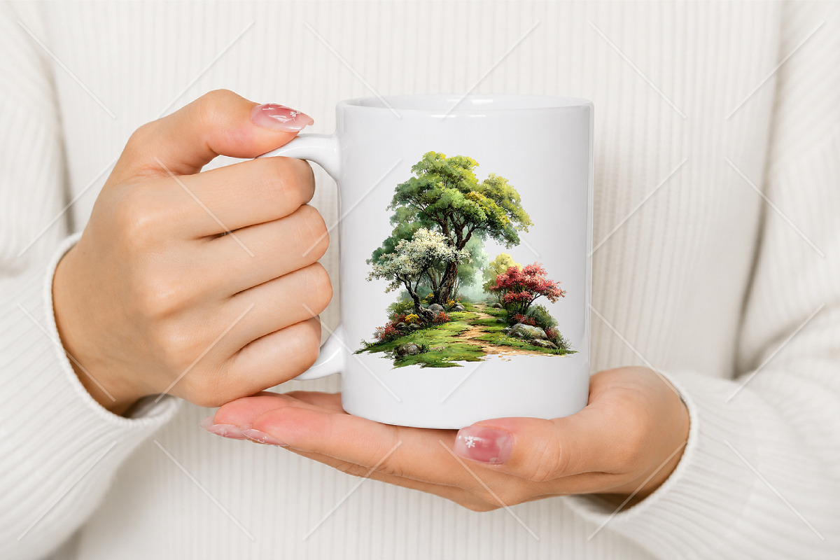Whimsical Spring Landscape Clipart, a Seasonal Illustration by Canvas Craft (Photo 9 of 10)