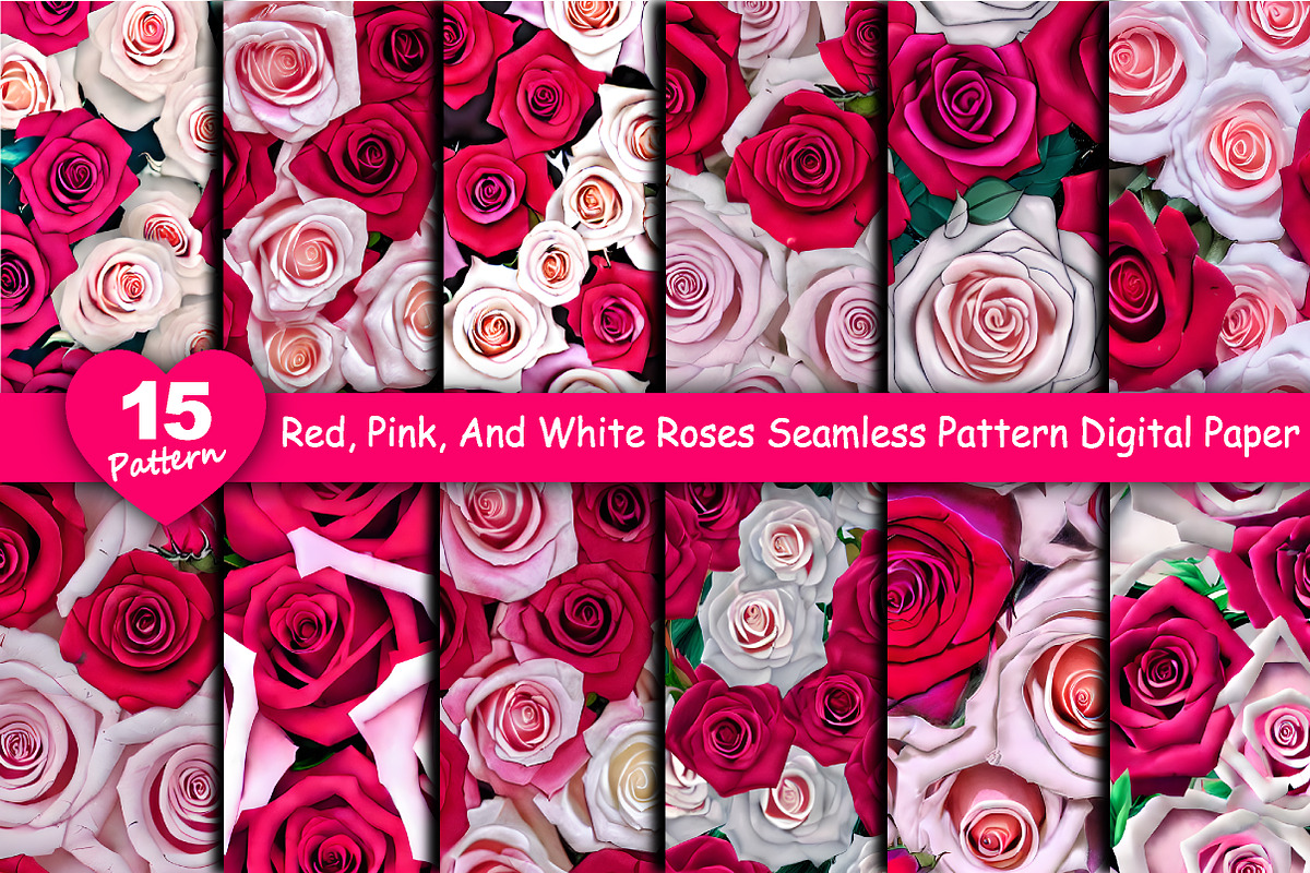 Romantic Rose Pattern Digital paper, a Pattern Graphic by jannatulpakhi (Photo 1 of 3)