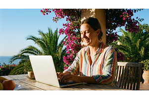 Seaside Laptop Work, a Technology Photo by CREATIVEDEF