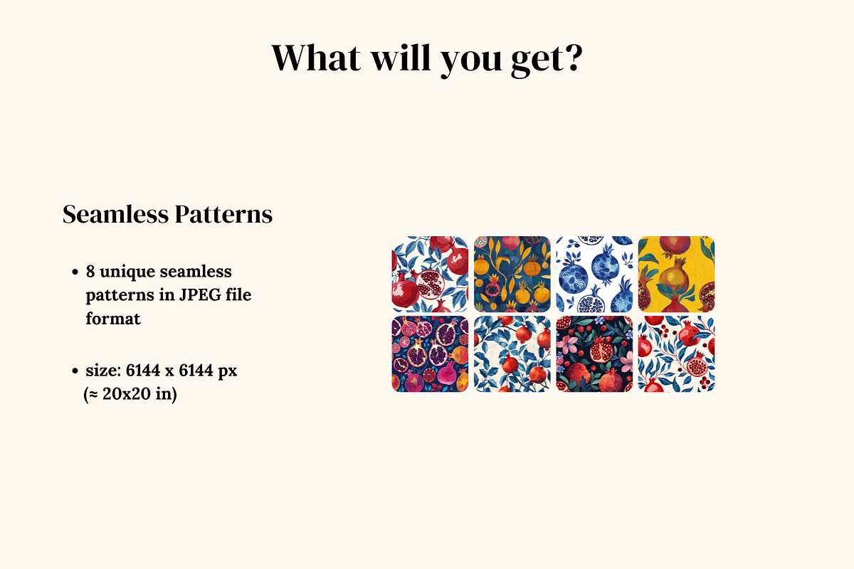 Blue Pomegranates Patterns, a Pattern Graphic by Ninterints (Photo 2 of 19)
